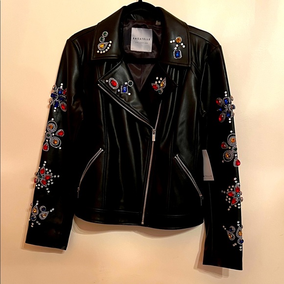 bagatelle Jackets & Blazers - Bagatelle Black Embellished Faux Leather Jacket. Size M Rhinestones and Jewelry